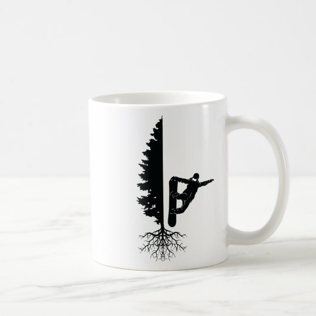 Snowboarding Snowborder Off Piste Tree 1  Coffee Mug (Right)