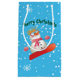 Snowboarding Snowman Gift Bag Small/Medium