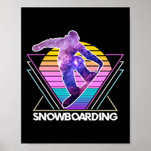 Snowboarding Sports Retro Vintage Vaporwave 90s Sn Poster