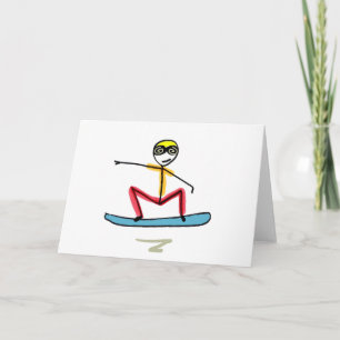Snowboarding Stickman Card