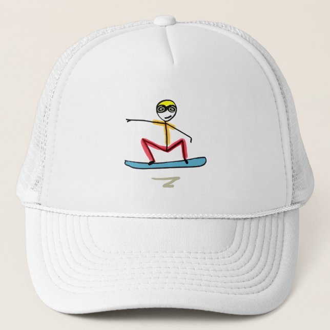 Snowboarding Stickman Trucker Hat (Front)