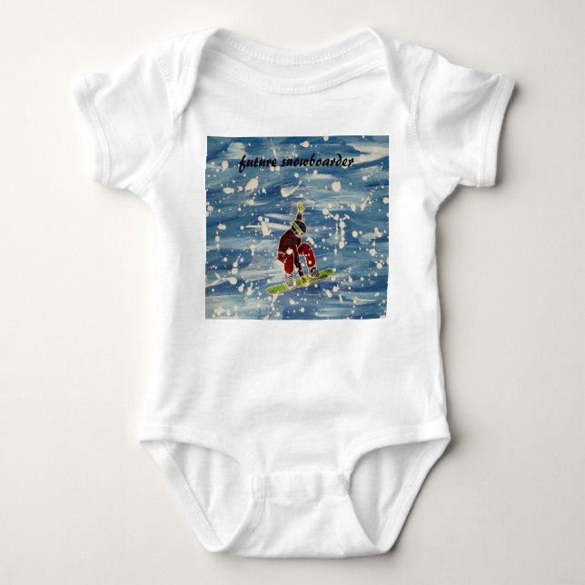 Snowboarding themed baby vest bodysuit (Front)