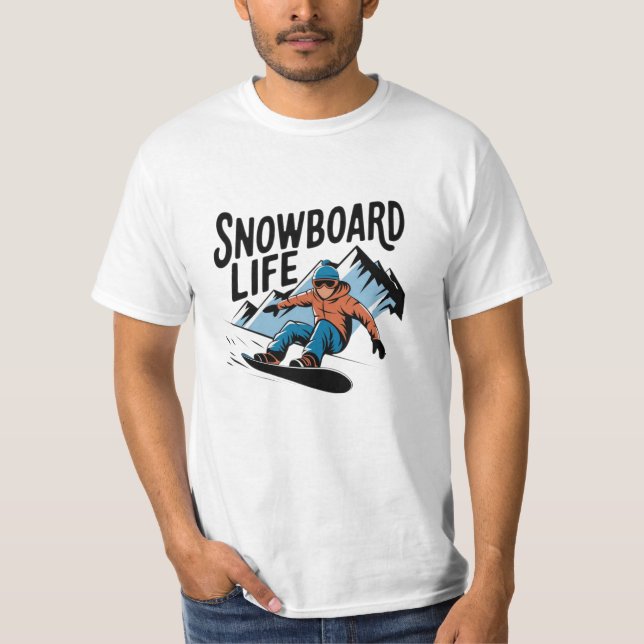 Snowboarding-Themed Graphics for Thrill Seekers T-Shirt (Front)
