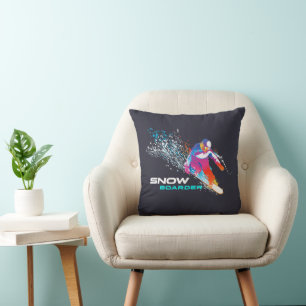 Snowboarding Throw Pillow 16"
