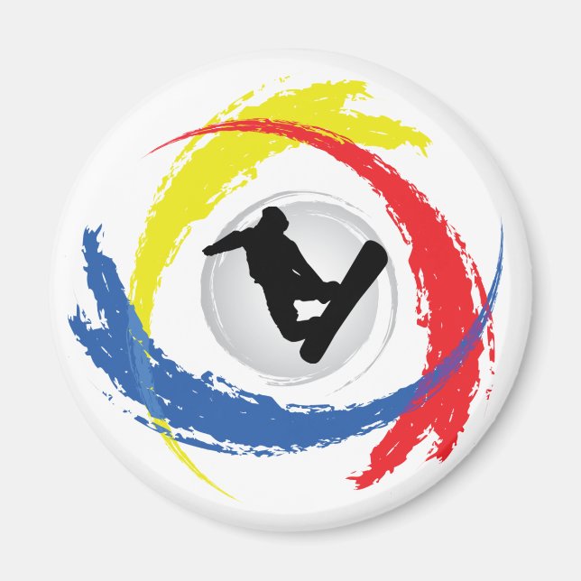 Snowboarding Tricolor Emblem Magnet (Front)