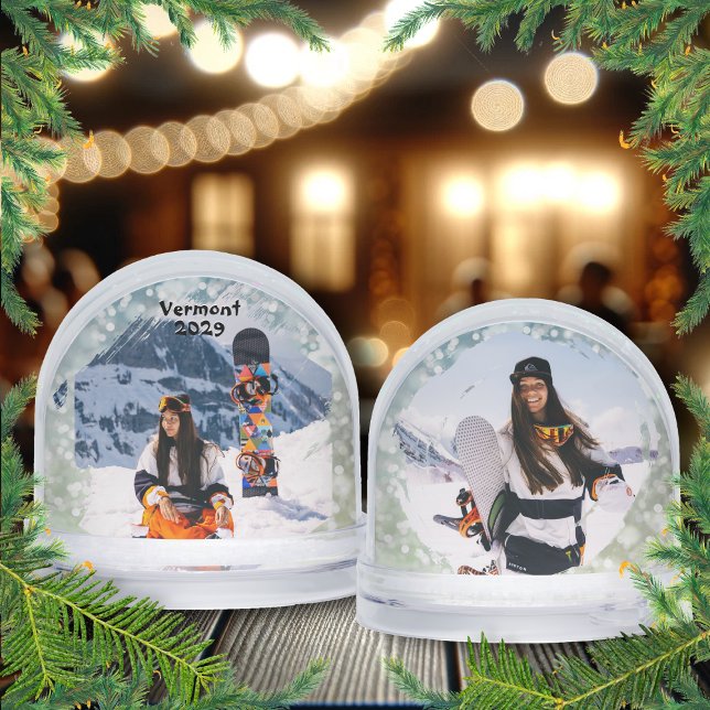 Snowboarding Trip Double Photo Snowglobe (Creator Uploaded)