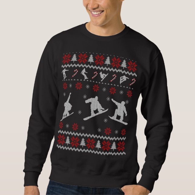 Snowboarding Ugly Christmas Sweater For Snowboarde (Front)