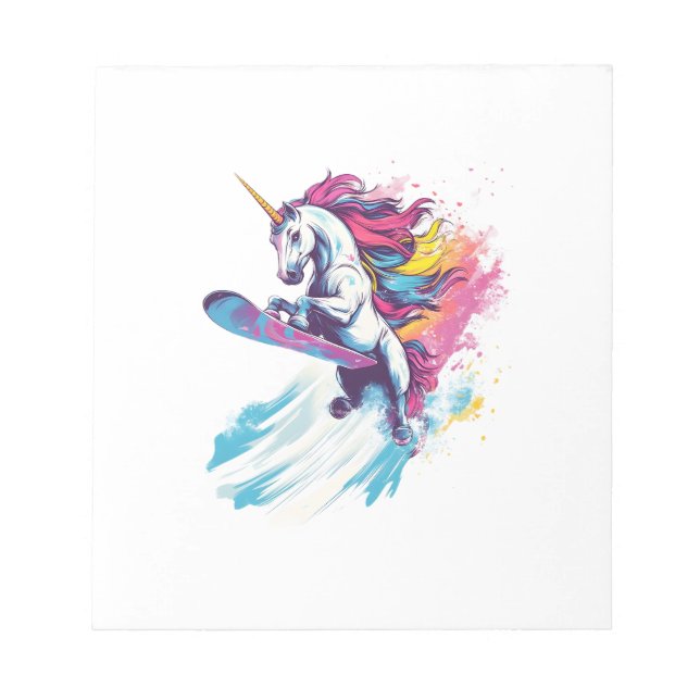 Snowboarding Unicorn (1) Notepad (Front)