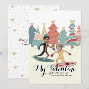 Snowboarding Valentine Holiday Card