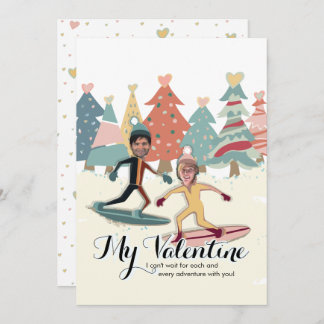 Snowboarding Valentine Holiday Card