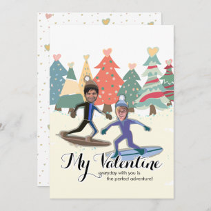 Snowboarding Valentines Holiday Card
