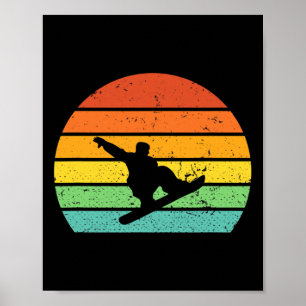 Snowboarding Vintage Retro Sunset Snowboard Poster