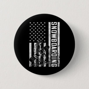 Snowboarding Vintage Snowboarder Usa Flag America  6 Cm Round Badge