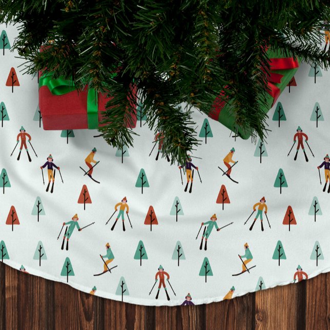 Snowboarding Winter Skiing Christmas Vibe Pattern Brushed Polyester Tree Skirt (Creator Uploaded)
