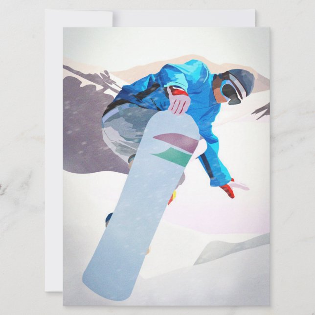 Snowboarding Winter Sport_ Flat Card (Front)
