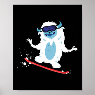 Snowboarding Yeti Bigfoot Gift For Sasquatch Monst Poster