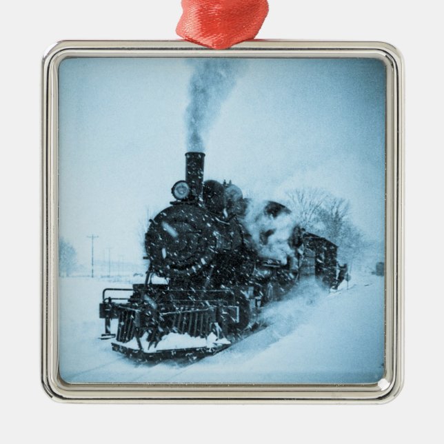 Snowbound Locomotive Metal Tree Decoration (Front)