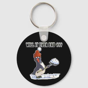 Snowbound Penguin Shoveling Key Ring