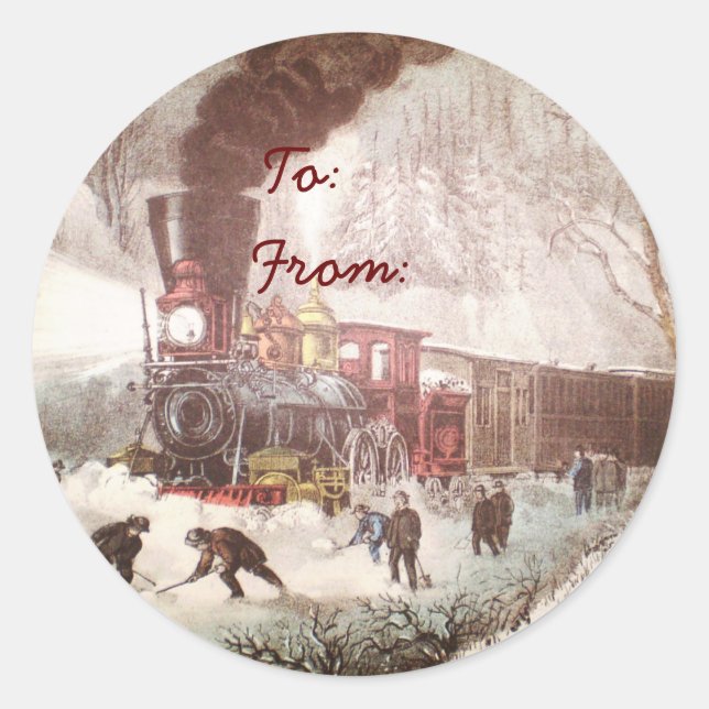 Snowbound Train Gift Tag Stickers (Front)