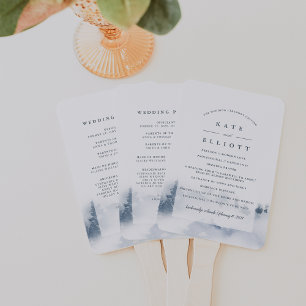 Snowbound   Winter Watercolor Wedding Program Hand Fan