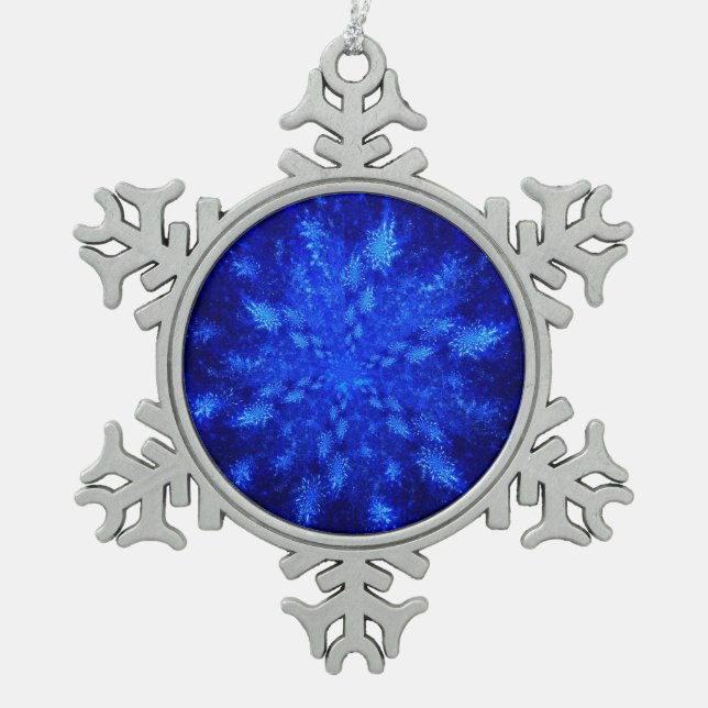 Snowburst Snowflake Pewter Christmas Ornament (Front)