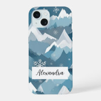 Snowcapped Mountains Layered Snowflakes Winter