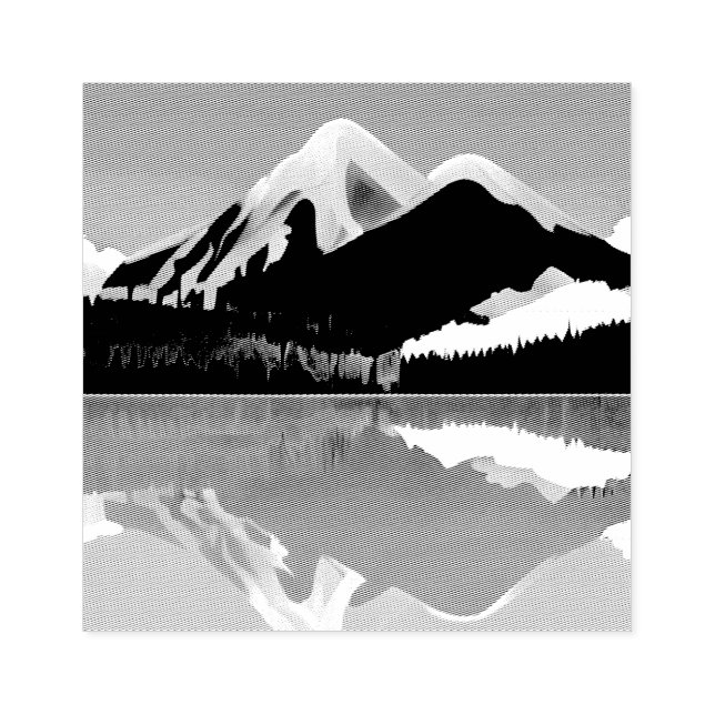 Snowcapped Mountains Reflected in a Lake Rubber Stamp (Imprint)