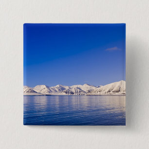 Snowcapped peaks Woodfjord Svalbard 15 Cm Square Badge