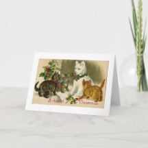 SNOWCAT cat snow VINTAGE CHRISTMAS card