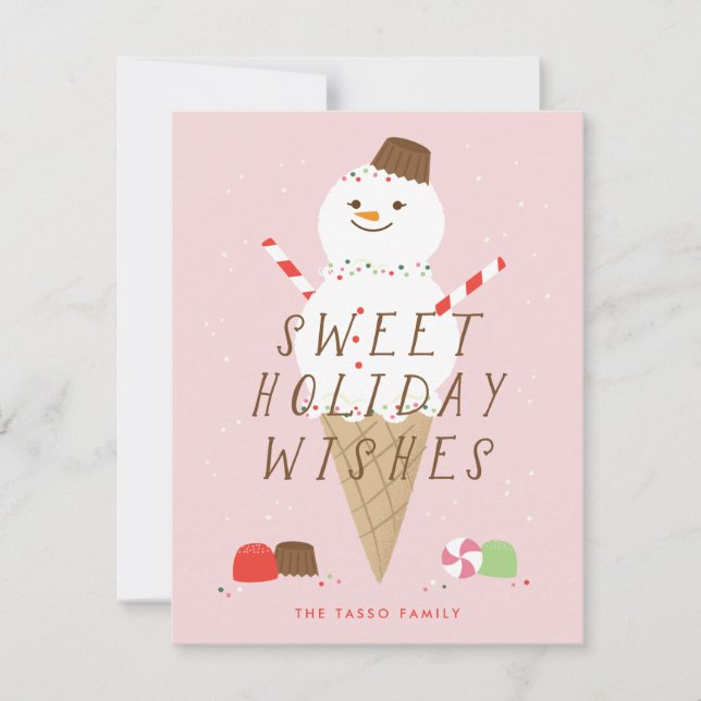 Snowcone Christmas Greeting Card - Pink (Front)