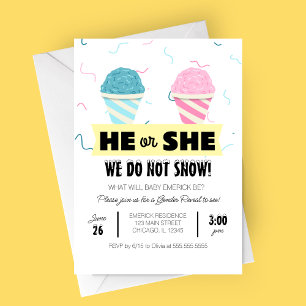 Snowcone Gender Reveal Party Invitation