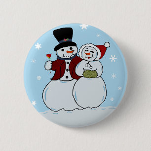 Snowcouple 6 Cm Round Badge