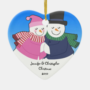 Snowcouple Heart Personalised Holiday Ornament