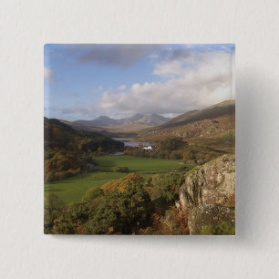 Snowdon from Capel Curig, Gwynedd, Wales (RF) 15 Cm Square Badge