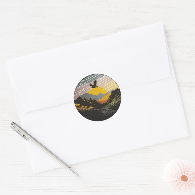 Snowdonia Classic Round Sticker (Envelope)