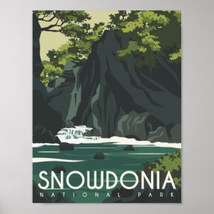 Snowdonia England Famous Travel Place Illustration Poster