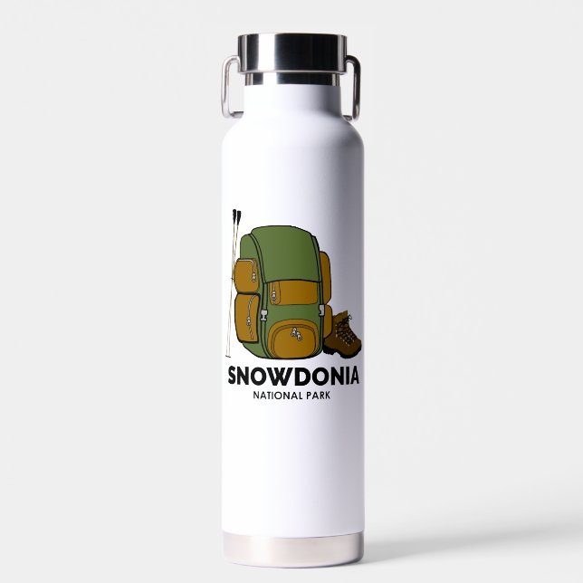 Snowdonia National Park Backpack Water Bottle (Front)