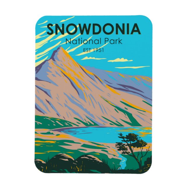 Snowdonia National Park Wales Lake Glaslyn Vintage Magnet (Vertical)