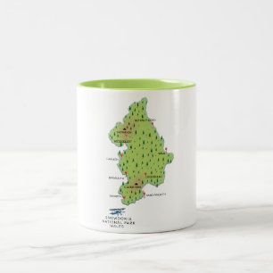 Snowdonia national park, Wales map Two-Tone Coffee Mug