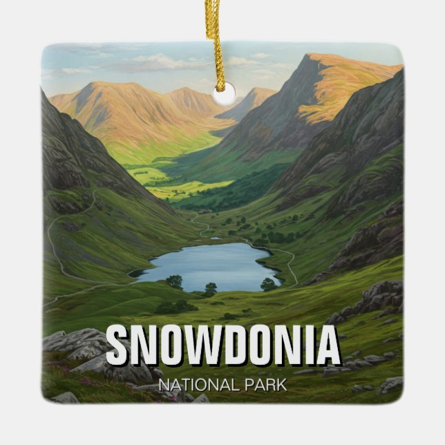 Snowdonia National Park Wales Travel Ceramic Ornament (Front)