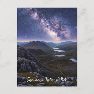 Snowdonia National Park Wales Travel Night Postcard