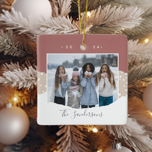Snowdrift Colorblock Photo Personalised Ceramic Ornament