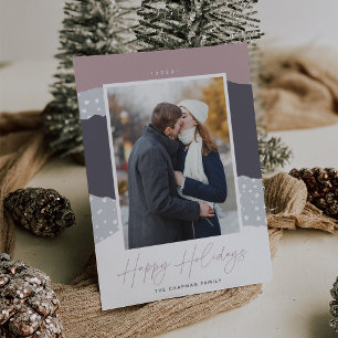 Snowdrift Colorblock Vertical Photo Holiday Card