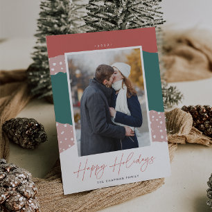 Snowdrift   Colorblock Vertical Photo Holiday Card