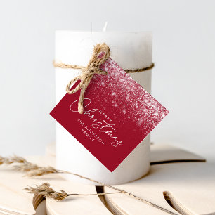 Snowdrift Cranberry Merry Christmas Favour Tags
