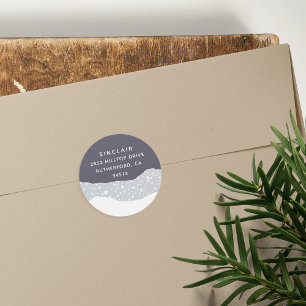 Snowdrift Holiday Return Address Classic Round Sticker