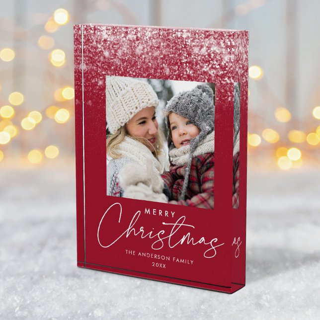 Snowdrift Merry Christmas Cranberry Holiday Photo Block (Creator Uploaded)