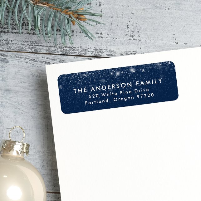 Snowdrift Navy Blue Holiday Return Address (Creator Uploaded)