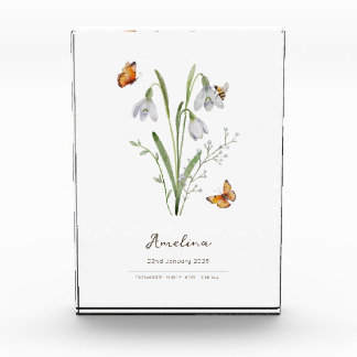 Snowdrop Birth Month Flower Photo Block