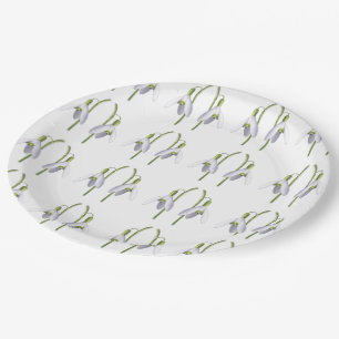 Snowdrop Fabric Pattern. Paper Plate
